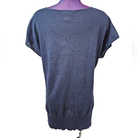 Cache Paisley Studded V-Neck Blue Tunic Top Sleeveless Dolman Sleeve Size Medium - Picture 4 of 7